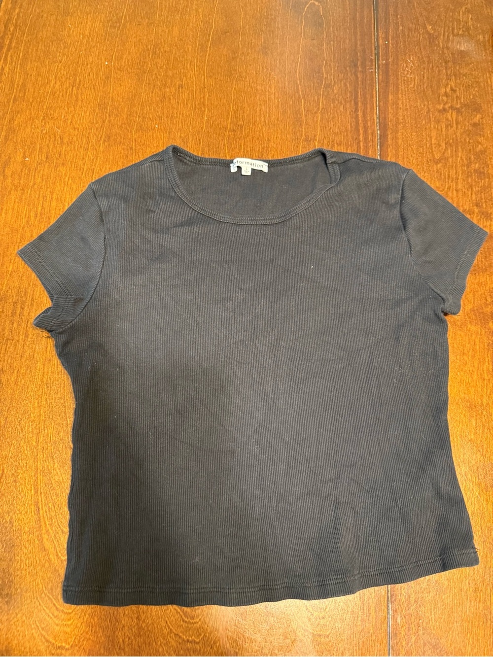 Reformation Ribbed Baby Tee T-Shirt Women’s Size Large Black Knit USA
